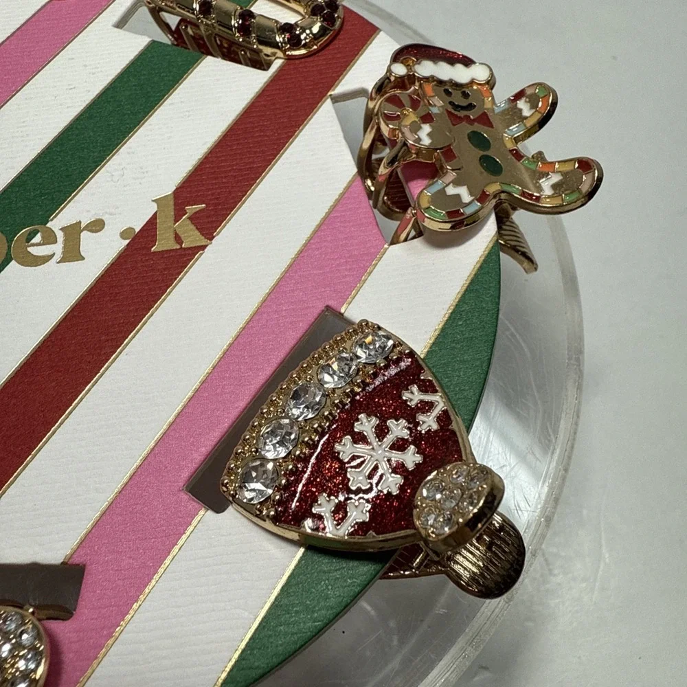 Piper K Christmas Hair‎ Clips 7 Unique Clips Sparkles Pearly Beads Big Or Little